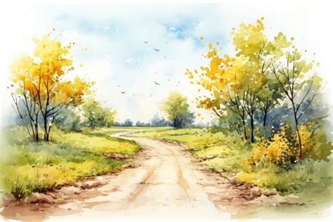 Road landscape outdoors painting. AI | Free Photo - rawpixel