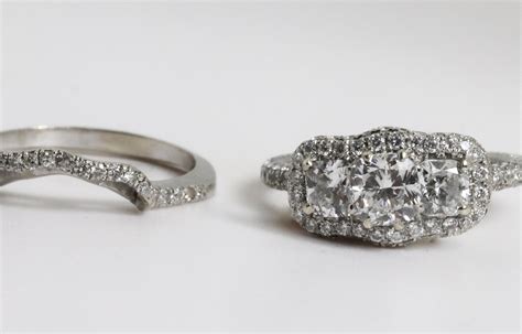 Three Stone Cushion Cut Halo Diamond Wedding Set 1.5 Cttw - Etsy