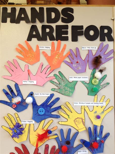 Kindness Lesson, Hands are For board, each student said something nice that hands could be for ...