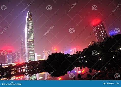 Night Skyline in Shenzhen City Stock Image - Image of district ...