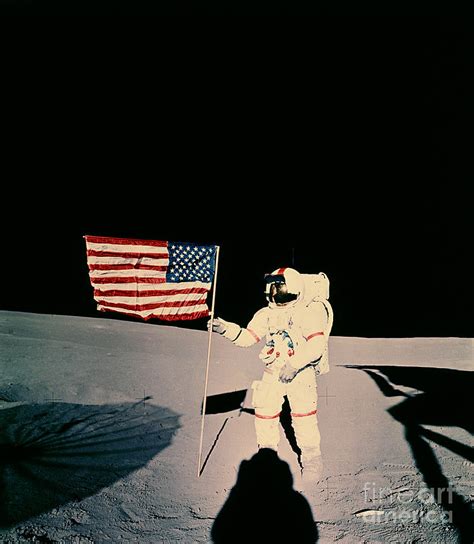 Astronaut With Us Flag On Moon Photograph by Nasa - Fine Art America