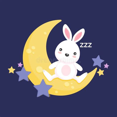 Bunny sleeping on the moon stock illustration. Illustration of drawing - 15774420