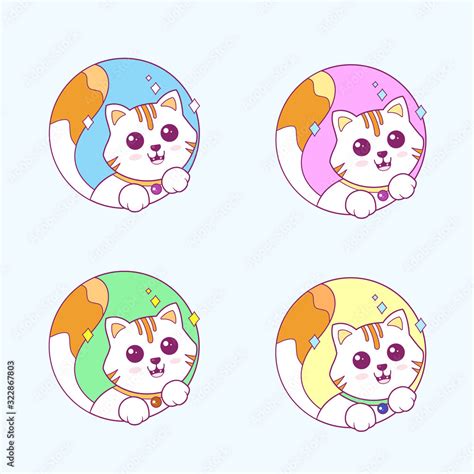 Vector illustration set logo of cute cat Stock Vector | Adobe Stock