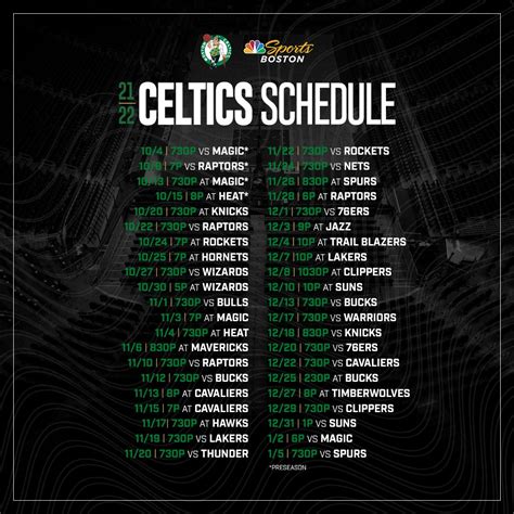 Boston Celtics Schedule 2024 Printable - Hedi Raeann