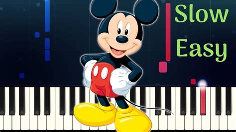 MICKEY MOUSE CLUBHOUSE THEME SONG - Slow Easy Piano Tutorial - YouTube