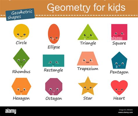 Set of geometric shapes for children. Cartoon flat style. Vector illustration Stock Photo - Alamy