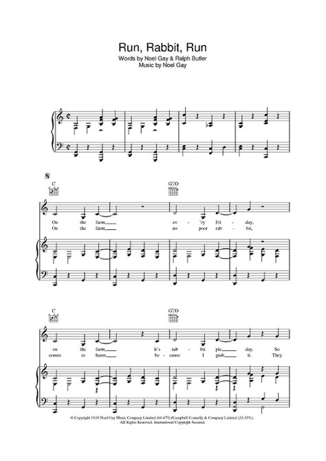 Run, Rabbit, Run" Sheet Music by Noel Gay for Piano/Vocal/Chords ...