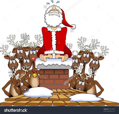 santa stuck in a chimney clipart - Clipground