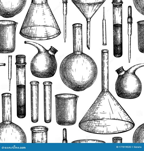 Drawing Laboratory Apparatus - Laboratory Equipment Sketch. Hand Drawn ...