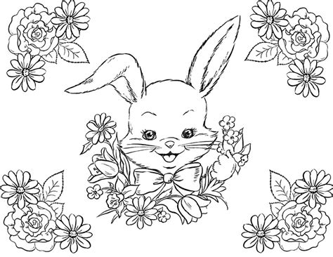 5 Bunny Coloring Pages (Vintage)! - The Graphics Fairy