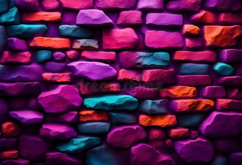 Brick Wall. Neon Stone Texture Stock Illustration - Illustration of ...