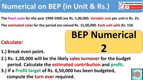 How to calculate BEP in Units & Rs, Extimated Contribution, Profit ...