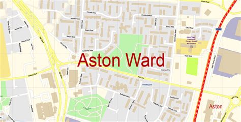 Aston Ward (Aston) UK Birmingham PDF Map exact extra detailed City Plan editable Adobe PDF ...