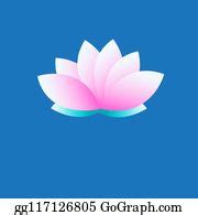 65 Vector Symbol Pink Lotus On Blue Background Clip Art | Royalty Free - GoGraph