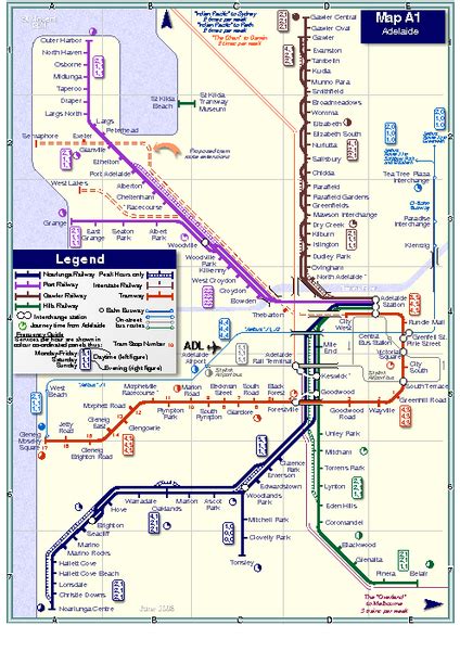 Adelaide Rail and Tram Map - Adelaide Australia • mappery