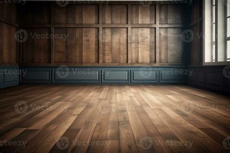 Idea of empty room with vintage wooden floor and large wall used as ...