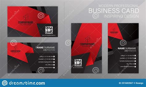 Set of Red and Black Modern Corporate Business Card Design Templates Stock Vector - Illustration ...