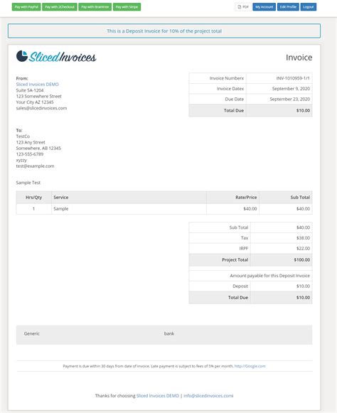 Deposit Invoices Extension | Sliced Invoices