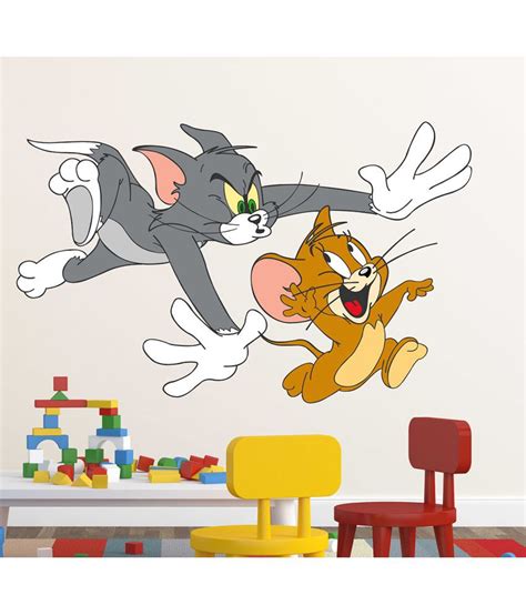 WallStick Playful Tom And Jerry Vinyl Multicolour Wall Sticker - Pack of 1 - Buy WallStick ...