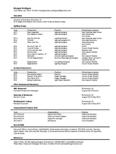 Rodriguez Lighting Design Resume | PDF | Theatre | Leisure