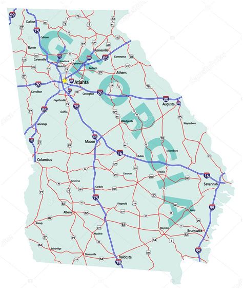 State of georgia outline map | Georgia State Interstate Map — Stock Vector © suwanneeredhead ...