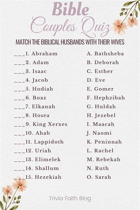 Bible Couples Quiz Free Printable