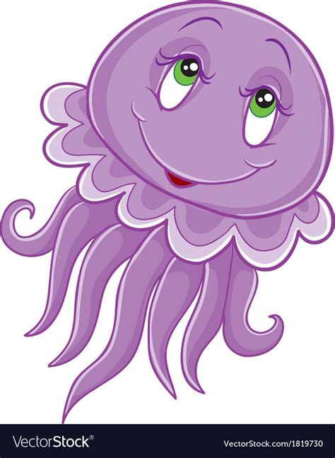 Jellyfish vector image on | Pink jellyfish, Sea creatures drawing, Big eyes