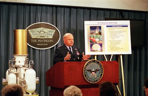 Lt. Gen. Ronald T. Kadish briefs reporters in the Pentagon on the success of Integrated Flight ...