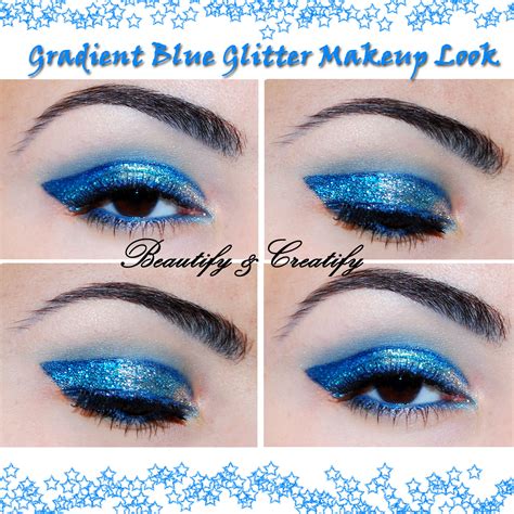 Beautify and Creatify: Gradient Blue Glitter Makeup Look