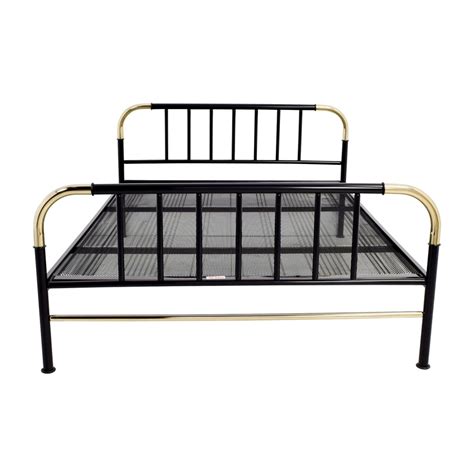 Black with Gold Trim Full Metal Bed | 26% Off | Kaiyo