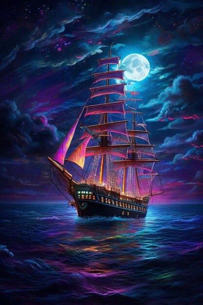 Premium AI Image | beautiful pirate ship in night HD 8K wallpaper Stock ...