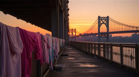 Premium AI Image | sunset on the brooklyn bridge