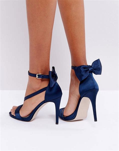 Miss KG Bow Trim Strappy Sandals - Navy | Navy wedding shoes, Blue ...