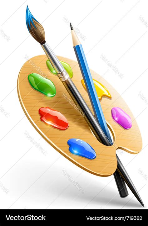 Art palette with paint brush Royalty Free Vector Image