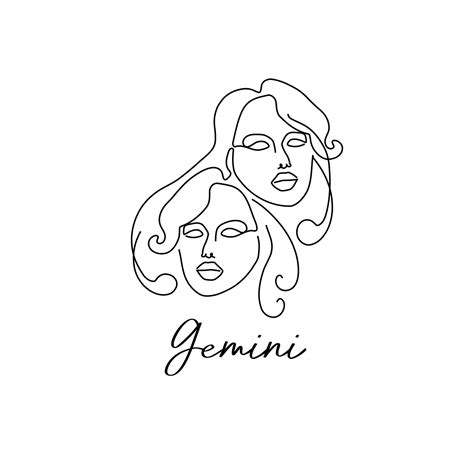 Astrology zodiac sign Gemini horoscope symbol in line art style ...