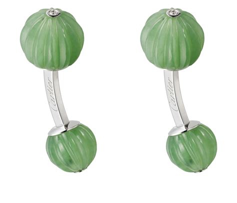 sculpted jade sphere gold cufflinks | Cartier | The Jewellery Editor