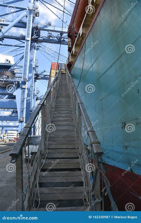 Entrance To the Cargo Ship, through the Gangway. Stock Image - Image of steel, industry: 162330987