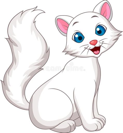 Cute white cat cartoon sitting. Illustration of cute white cat cartoon sitting , #Aff, #cat, # ...