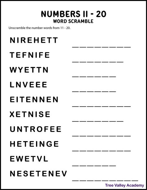 Numbers In Words Worksheet