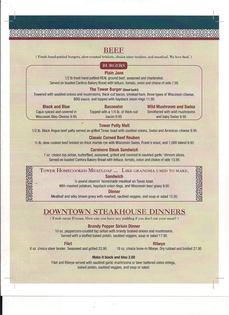 Tower Restaurant & bar Menu - Urbanspoon/Zomato