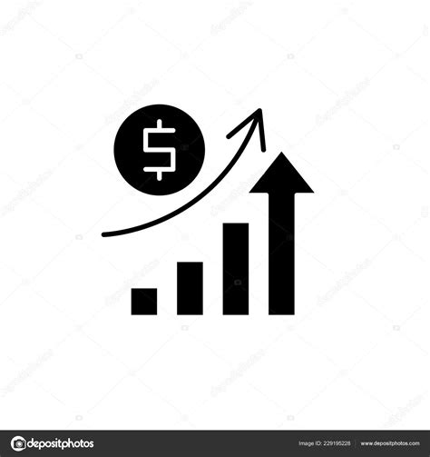 Economic growth black icon, vector sign on isolated background. Economic growth concept symbol ...