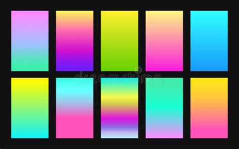 Vector Set of Gradient Backgrounds Neon Color Stock Vector - Illustration of bright, electric ...