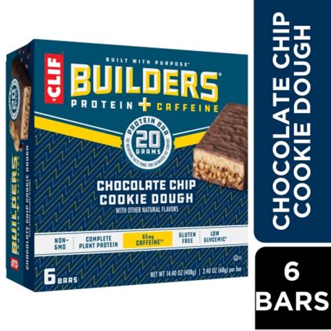 CLIF® Builders® Chocolate Chip Cookie Dough Protein Bars, 6 ct / 2.4 oz ...