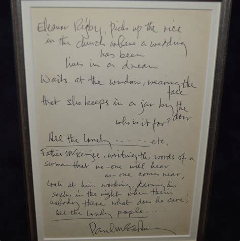 Paul McCartney – Eleanor Rigby, rock star gallery, handwritten lyricsROCK STAR gallery