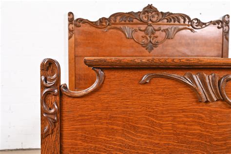 Antique Victorian Carved Oak Full Size Bed, Circa 1890s - Etsy