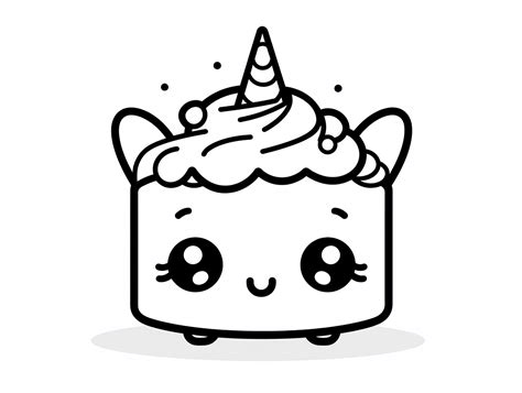 Unicorn Cake Coloring Fantasy - Coloring Page