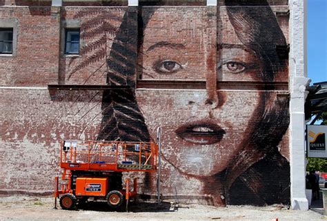 Girl on a brick wall. | Australian street artist "Rone" is t… | Flickr