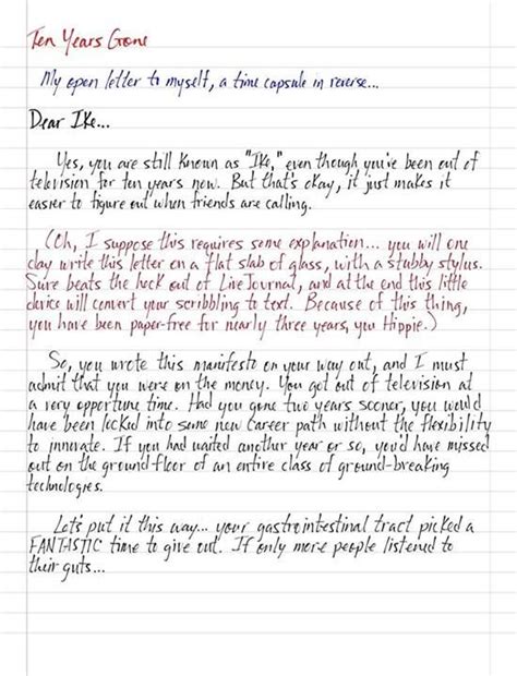 Ten Years Gone My open letter to myself, a time capsule in reverse… | Open letter, Handwritten ...