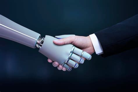 Free Photo | Business hand robot handshake, artificial intelligence digital transformation