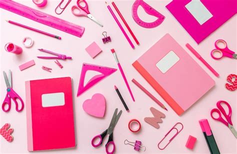 Premium Photo | School supplies flat lay stationery on pink background education back to school ...